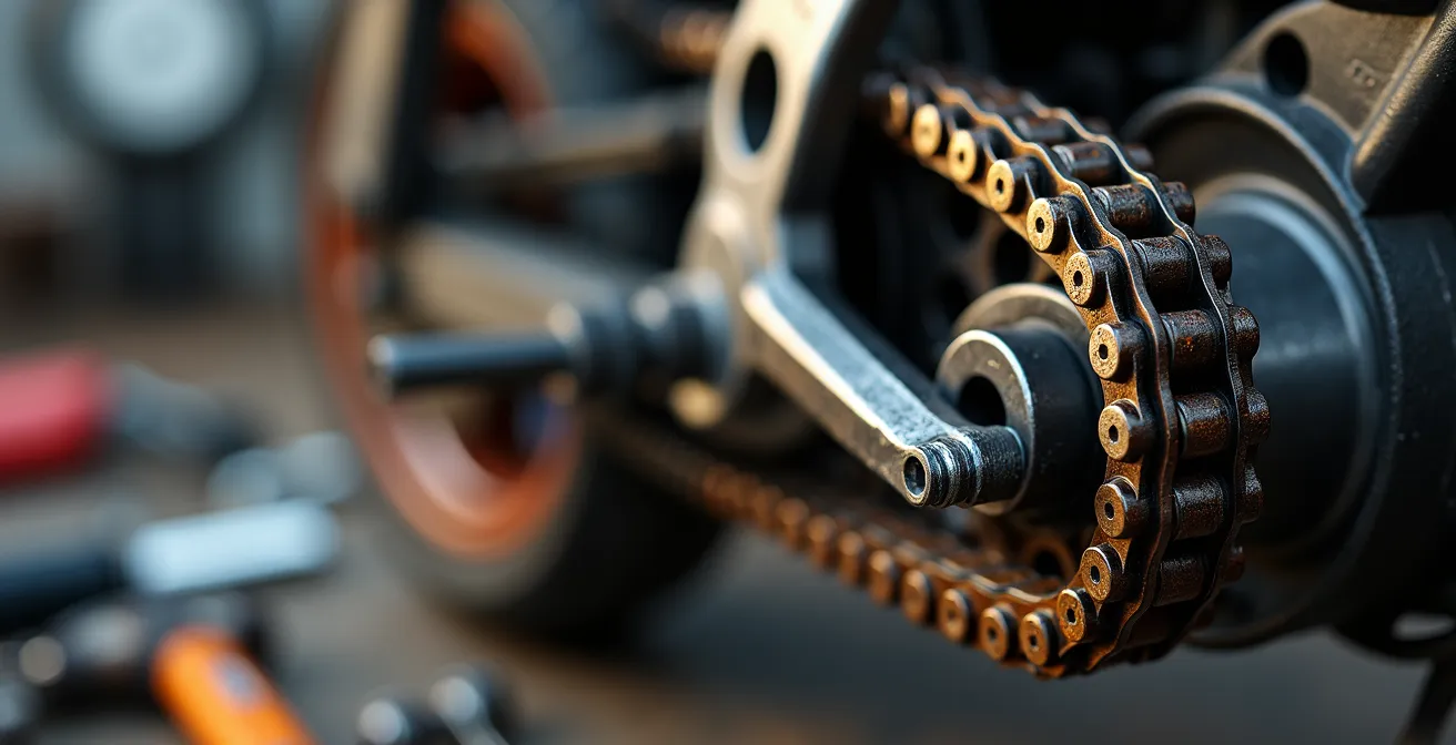 Detailaufnahme eines Kilometerzählers bei 20.000km mit Werkzeug im Hintergrund