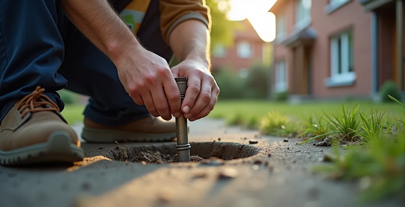 Bodenanker-Installation im Hinterhof mit professioneller Montage