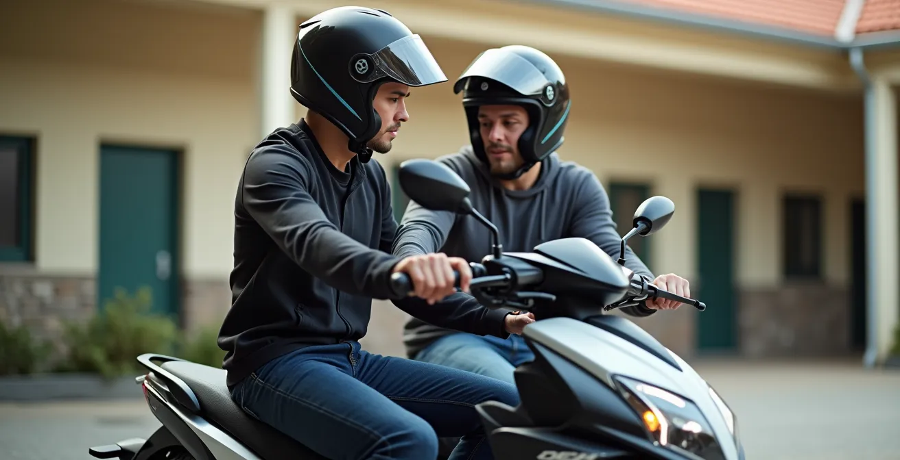 Fahrlehrer erklärt Motorradtechnik an 125er während B196-Schulung