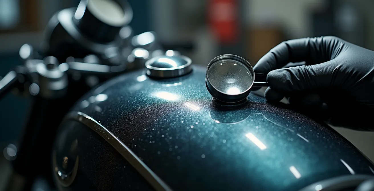 Detaillierte Zustandsprüfung eines Motorrads bei Leasingrückgabe