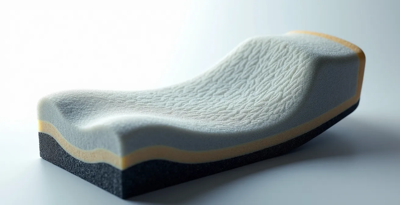 Makroaufnahme verschiedener Sitzmaterialien mit sichtbaren Strukturen und Druckpunkten