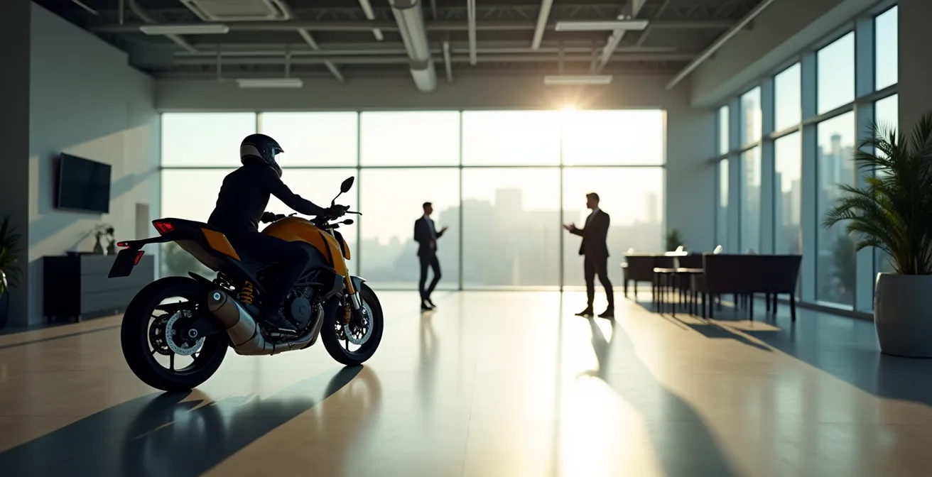 Verhandlungssituation beim Motorradkauf mit Barzahlungsoption